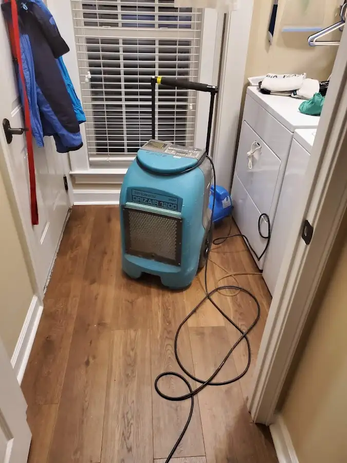 Commercial dehumidifier deployed for Flood Damage Cleanup in Jericho